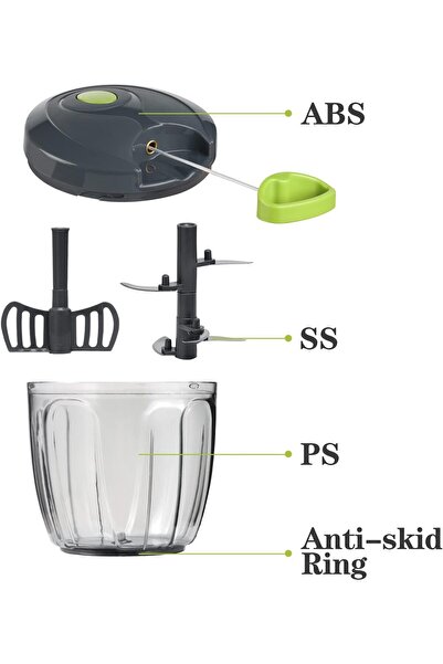 Generic Manual Food Chopper Vegetable Cutter, 900ml Grey