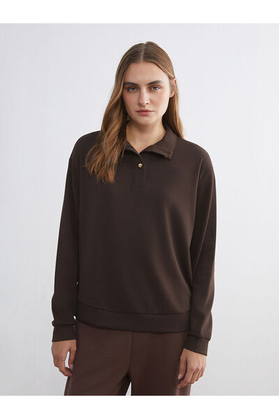 LC Waikiki Brown Stand Collar Women's Sweatshirt