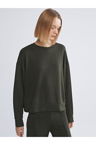 LC Waikiki Khaki Crew Neck Oversize Women's Sweatshirt