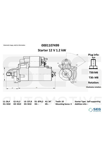 SEG Automotive Starter Ford C-Max 2/Fiesta 4/Fiesta 5 Mazda 2