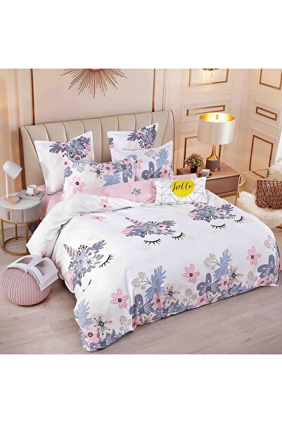 OEM Lenjerie de Pat Dublu, Cearceaf cu Elastic Țesătură tip Finet, 6 piese