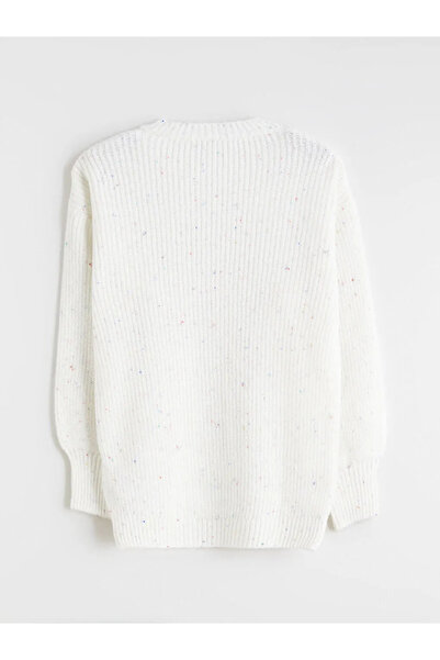 LC Waikiki Lcw Kids Ecru Crew Neck Girl's Knitwear Sweater