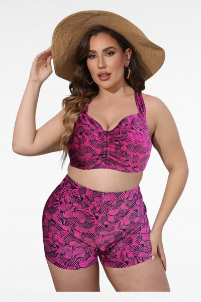 embody 2-piece swimsuit, plus size, with shorts, bustier bra, multicoloured, Atlantiss 5006