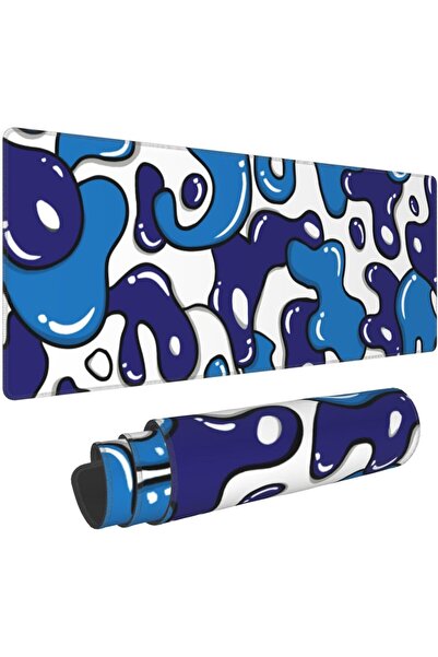 Other Gaming Mouse Pad XL 80×30 cm – Navy & White Japanese Anime Geometric, Non-slip Extended Desk Mat