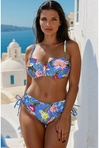 embody Costum de baie din două piese, mărime mare, imprimeu floral, albastru, exotic Ocean 5003