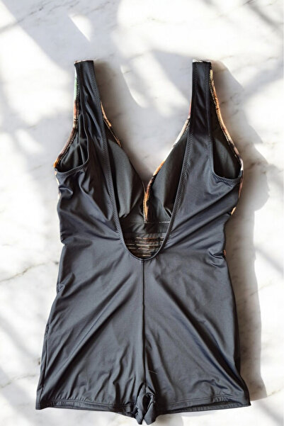 embody Women's one-piece swimsuit, modelling effect, with shorts, black/beige y9126