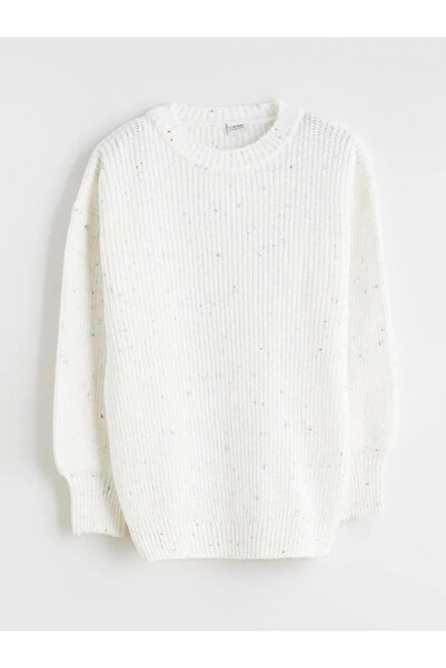 LC Waikiki Lcw Kids Ecru Crew Neck Girl's Knitwear Sweater