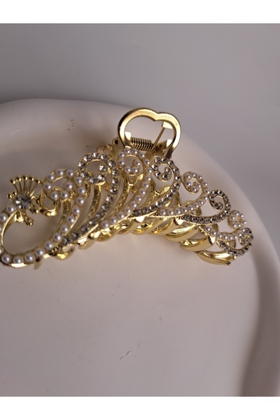 BHR AKSESUAR Peacock Detailed Zircon Stone Large Size Hair Clip (10.2 cm)