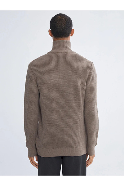 LC Waikiki LCW Vision Bej Fermuarlı Dik Yaka Erkek Triko Kazak