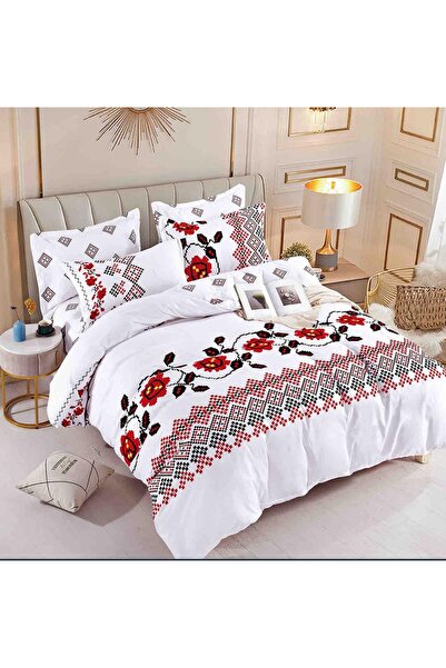 OEM Lenjerie de Pat Dublu, Cearceaf cu Elastic Țesătură tip Finet, 6 piese