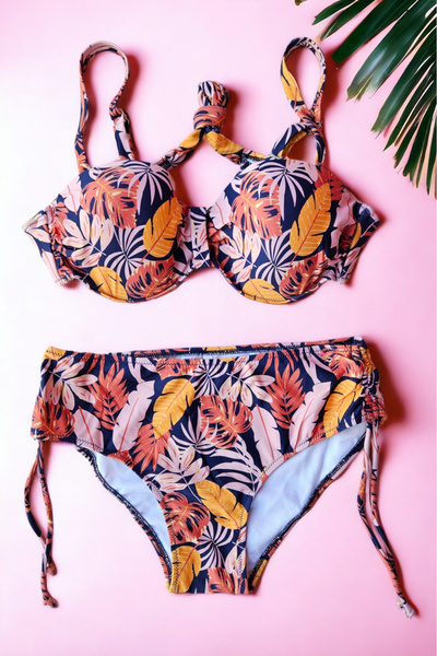 embody Two-piece swimsuit, large size, floral print, multicoloured, exotic Flower