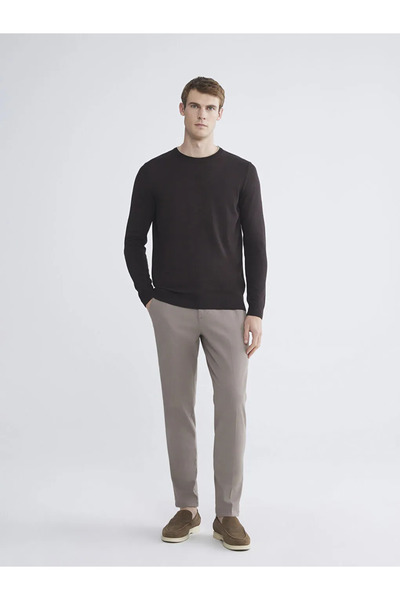 LC Waikiki Ανδρικό πλεκτό πουλόβερ SOUTHBLUE καφέ με λαιμόκοψη