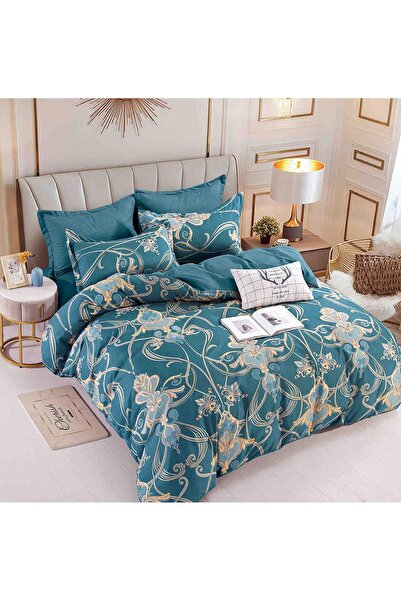 OEM Lenjerie de Pat Dublu, Cearceaf cu Elastic Țesătură tip Finet, 6 piese