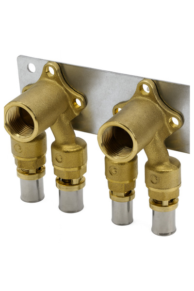 GIACOMINI Kit de presare RM138KY033, cu suport de perete, 2 coturi de 90°, interior de 1/2” x 16 mm