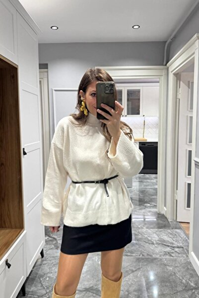 Banu Angay Half Fisherman Premium Long Sweater Cream