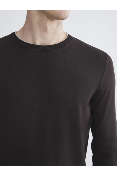 LC Waikiki Ανδρικό πλεκτό πουλόβερ SOUTHBLUE καφέ με λαιμόκοψη