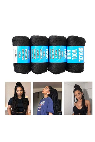 Generic 4 Pack Brazilian Wool Hair – Jumbo Senegalese Crochet Braids (Natural Black)