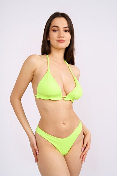 embody Women's swimsuit, Neon Baby, 2 pieces, semi-cupped bottom, adjustable bra, neon yellow