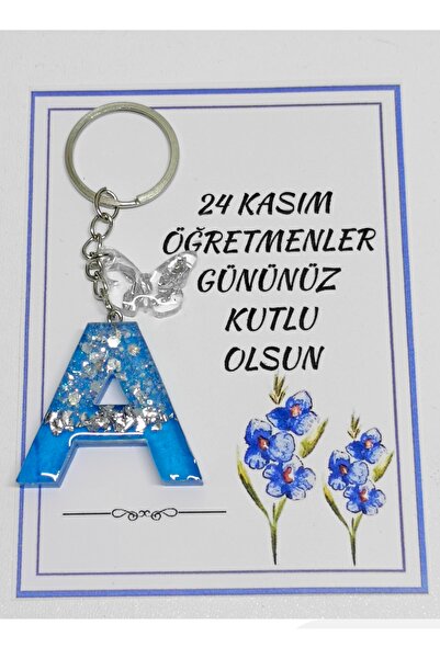 demirbasavm سلسلة مفاتيح مصنوعة يدويًا من الإيبوكسي على شكل حرف A خاصة بعيد ا...