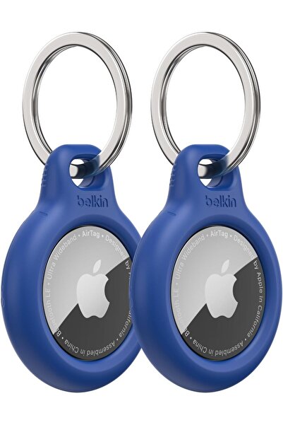 Belkin AirTag Key Ring Holder - Secure Scratch‑Resistant Accessory, 2‑Pack (Blue, Plastic)