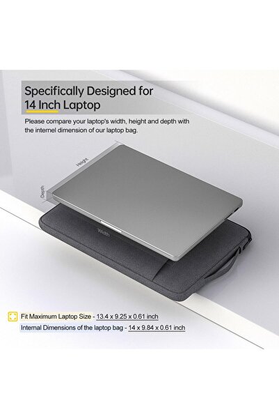 iKammo 14-15 Inch Laptop Sleeve - Space Gray (Compatible with Acer Swift 3, Asus ZenBook/Vivobook, Surface,