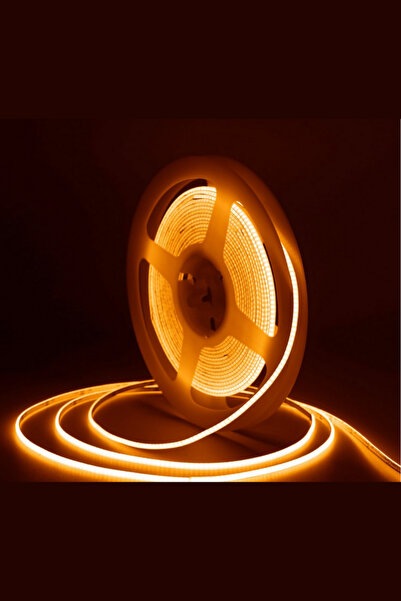 DEMİRLED 12V Cob Şerit Led 3MM 400 Ledli İnce Esnek Sarı (Amber) Cob Led IP20...