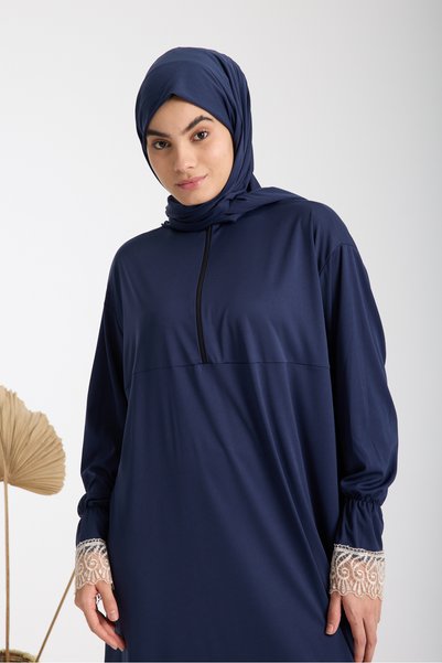 AKPİYYER Lace. Zip-up Shawl Hijab Prayer Dress