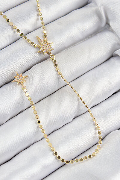 Skygo قلادة من النحاس الأصفر مرصعة بحجر الزركون وسلسلة مقطوعة على شكل نجمة ال...