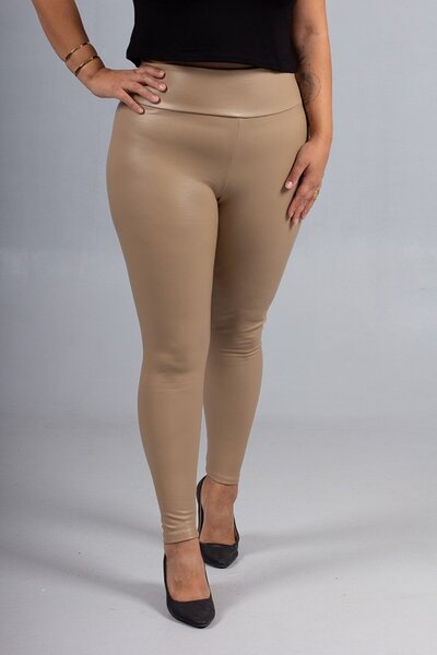 Truva XXL Κολάν ψηλόμεσο μεγάλου μεγέθους εφέ δέρματος – Εσωτερικό χρώμα καφέ σουέτ