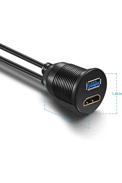 Other كابل تمديد USB 3.0 + HDMI من OBVIS، حامل على لوحة مسطحة (3 قدم) - أسود