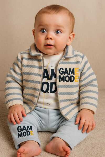 krm kerem bebe طقم أطفال للأولاد مكون من 3 قطع مع سترة