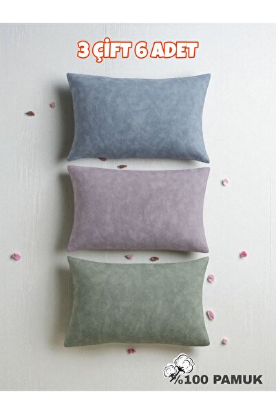 CollessiaHome 100% Cotton Poplin 3 Pairs 6 Pieces Pillowcase Set with Covers