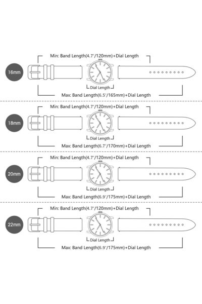 Other حزام ساعة Longlick الجلدي سريع الفك مقاس 20/22 مم (أسود)