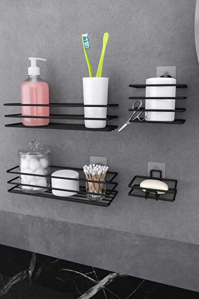 EGE HOME STORE Set de baie adeziv inoxidabil, raft de baie, suport pentru săp...