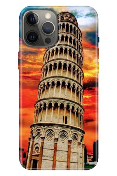 casetube جراب لهاتف Apple iPhone 12 Pro بتصميم برج بيتزا من السيليكون المطبوع