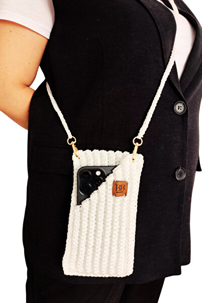 BB BİBUTİKSHOP Handmade Knitted Strap Phone Bag – Stylish and Practical Crossbody Bag Accessory