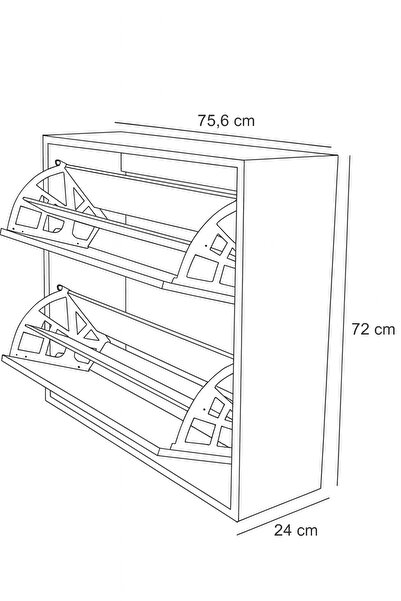 PEKA Düşer Kapak Ayakkabılık Kayar Raflı Ayakkabılık 2 Bölmeli Ayakkabılık