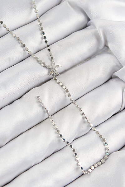 Skygo قلادة على شكل نجم البحر من حجر الزركون والنحاس وسلسلة مطروقة باللون الف...