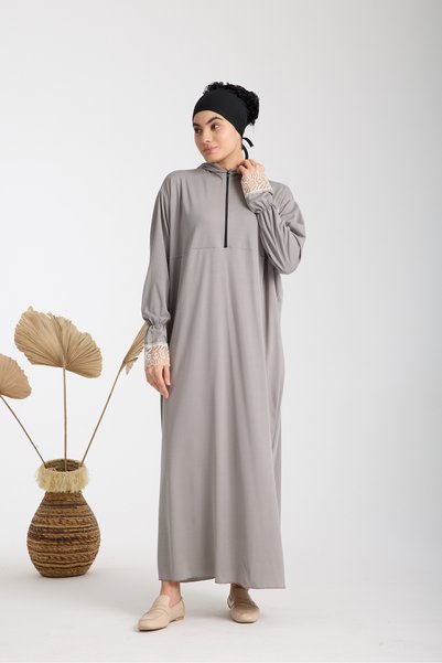 AKPİYYER Lace. Zip-up Shawl Hijab Prayer Dress