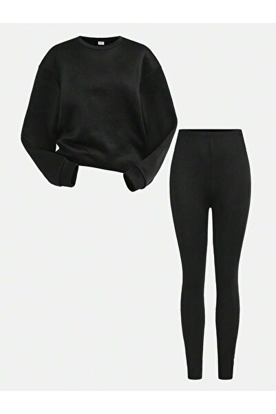 By Layina 2'Lİ SET BİSİKLET YAKA SWEATSHIRT DALGIÇ TAYT