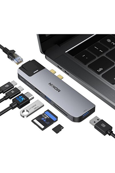 Mokin USB-C Multiport Adapter for MacBook Pro/Air — HDMI 4K, Gigabit Ethernet, SD/TF Card Readers,