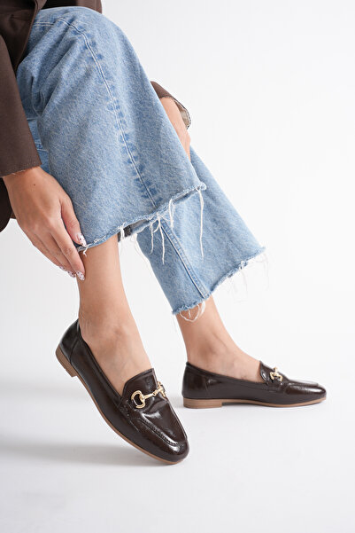 AYAKKABIBU Toka Detaylı Düz Babet Kadın Loafer Ayakkabı