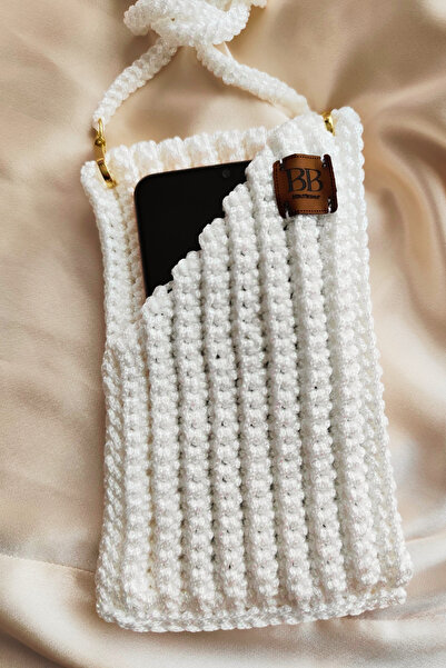 BB BİBUTİKSHOP Handmade Knitted Strap Phone Bag – Stylish and Practical Crossbody Bag Accessory