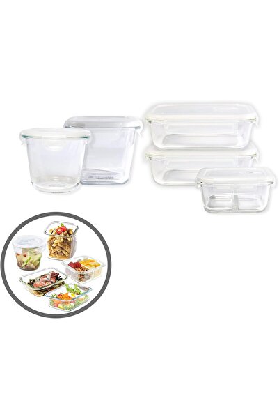 Pescador Glass Meal Prep Containers with Airtight Lids, Set of 5 (Assorted Si...