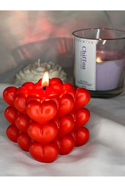 LALEZEN HOME Kalpli Bubble Kokulu Kırmızı Mum
