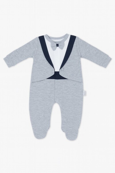 SeaBubbles Tuxedo Baby Boy Jumpsuit with Bow Tie