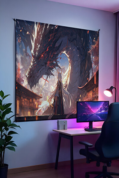 Halura Anime Temalı Duvar Örtüsü – Kaliteli Kumaş, Gamer Oyuncu Oda Dekoru Tapestry Duvar Halısı