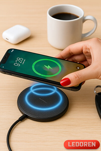 L'eDoren 10W Süper Kablosuz Hızlı Şarj Cihazı Wireless Charger Pad Android Apple iphone Telefonlarda Uyumlu