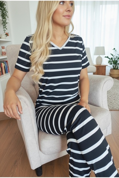 ÇAĞ MODA Pajama Set Striped t Shirt Pants