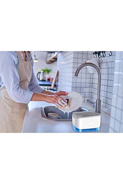 Pescador Kitchen Soap Pump Soap Dispenser with Sponge Holder (White)